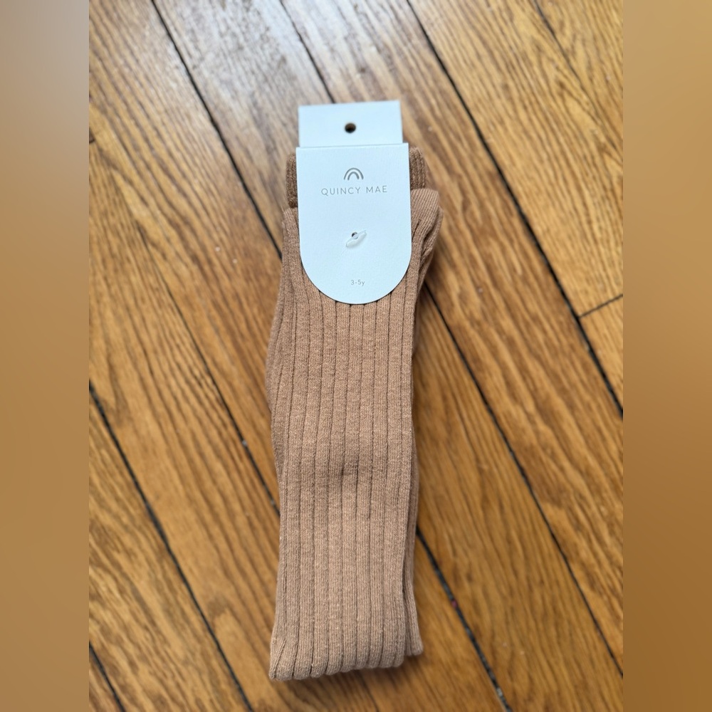 Quincy Mae Tan Ribbed Tights - Size 2-3 Years - NWT